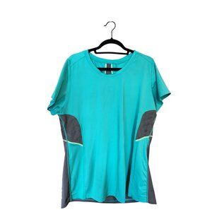 Under Armour Womens Athletic T-Shirt Turquoise & Gray Short Sleeve